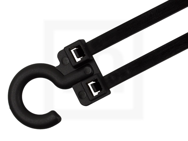 Kabelbinder mit Haken, 3,5 x 80 mm schwarz, 100 Stück 