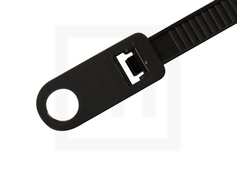Kabelbinder mit Öse,  4,8 x 370 mm schwarz, 100 Stück
