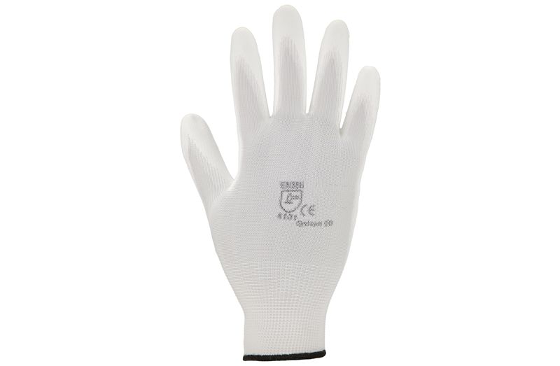 Handschuhe mit PU-Beschichtung - weiß, Gr. 6